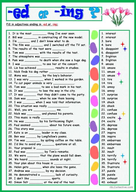 -ed or -ing?: English ESL worksheets pdf & doc