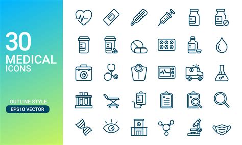 Medical and health icons set in outlined style. Perfect for design ...