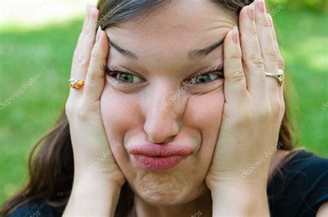 Expression-Young woman making a funny grimace — Stock Photo © ilolab #7209670