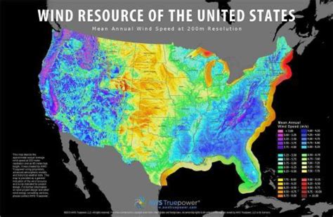 United States mean annual wind speed | The unit, United states, Map