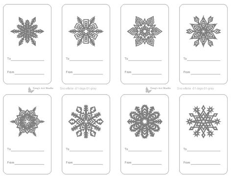 8 Printable Snowflake Gift Tags Gray Gift Tags Christmas - Etsy