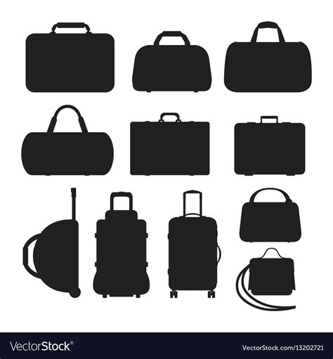 Journey suitcase travel bag silhouette Royalty Free Vector