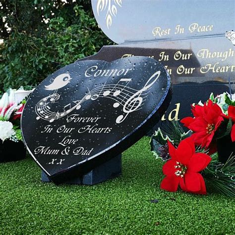 Personalised Grave Gifts | Engraved Granite Music Heart 2020