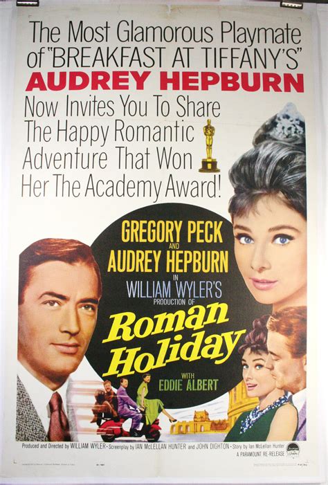 ROMAN HOLIDAY, Original Movie Poster starring Audrey Hepburn and ...