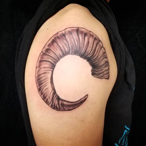 Really awesome ram horn that @robiatattoos did last week. Call or DM to ...