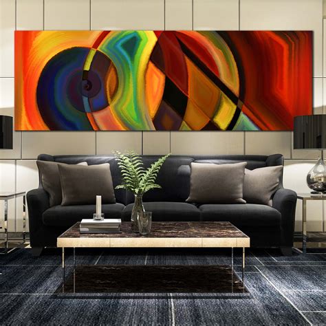 Panoramic Abstract Art Composition Canvas Prints, Wall Art Colorful 1 Piece Abstract Circle ...