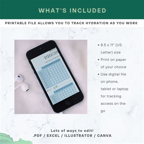 Printable Hydration Tracker Water Tracker Instant Download - Etsy