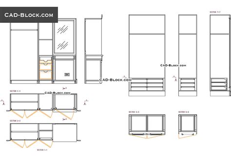 Wardrobe details CAD drawing free, download AutoCAD file