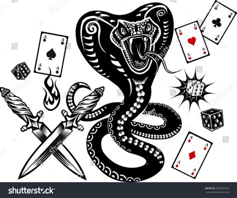 Snake Tattoo Cobra Stock Vector 207270193 - Shutterstock