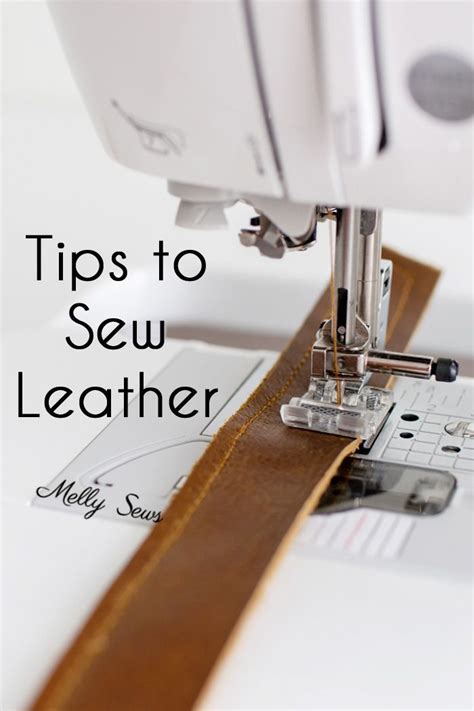 a sewing machine with the words tips to sew leather on it's side