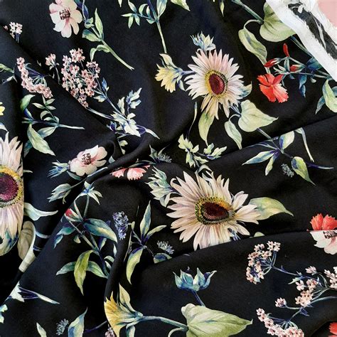 Floral Viscose Fabric, Digital print floral rayon fabric, Botanical Dressmaking fabric by the metre