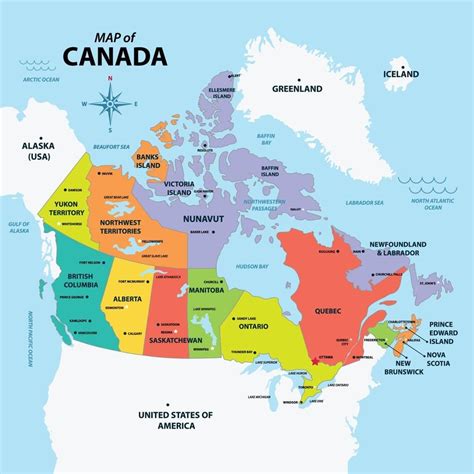 Canada Map With All States | Canada map, Canada photography, Canadian maps