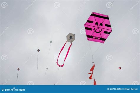 Small and Large Flying Kites Flying in the Air Stock Photo - Image of ...