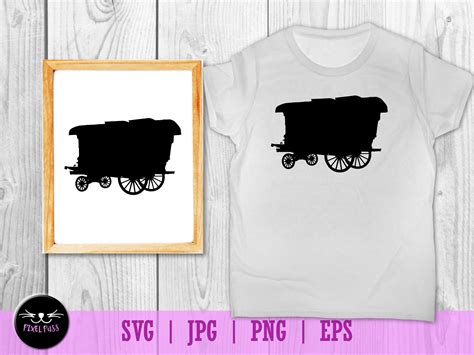 Covered Wagon Silhouette SVG Vector Illustration With PNG, EPS, Jpeg ...