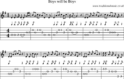 Guitar Tab and sheet music for Boys Will Be Boys