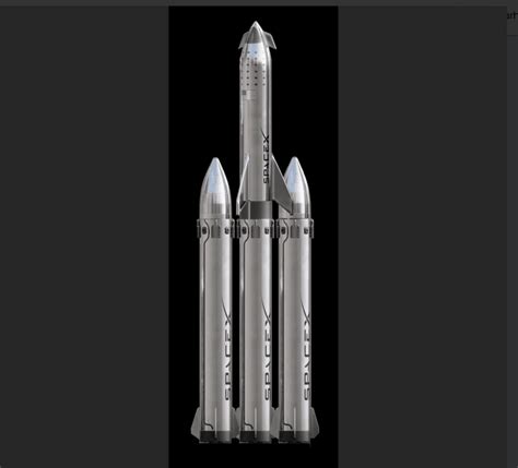 Rendering of SpaceX Heavy Configuration for Superheavy Starship ...