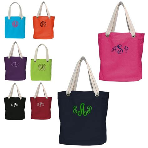 Monogrammed Canvas Tote Bag| Monogrammed Bridesmaids Tote Bags – Preppy ...