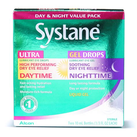 Systane Ultra Day & Night Gel Drops for Dry Eyes Symptoms, 2 x 10 ml ...