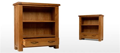 Barham Oak Low Bookcase with Drawer | Quercus Living