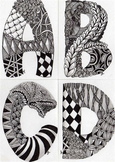 Zentangle Patterns for Beginners | Ornate Scrolled Alpha Ideas from Judy West Tangle Doodle ...