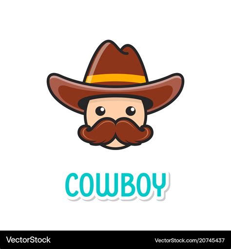 Funny cowboy face with hat Royalty Free Vector Image