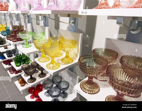 Display of glassware in the Iittala outlet store at the Arabia factory ...