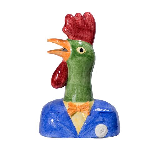 Rooster Head, vintage ceramic centerpiece. 17" - Intrada Italy