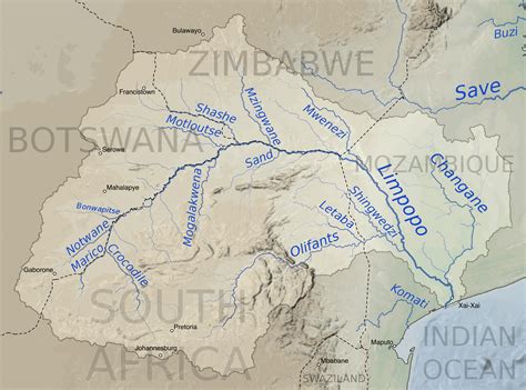 Limpopo River basin map : r/MapPorn