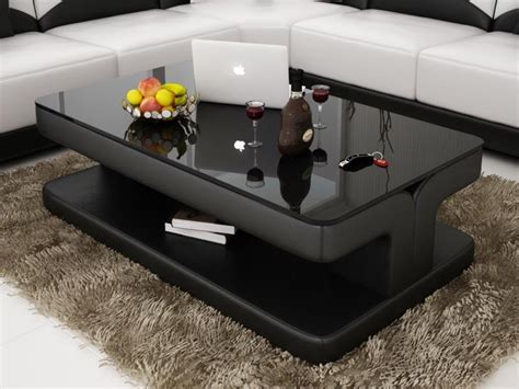 Modern Leather Coffee Table With Glass Table Top | Leather coffee table ...