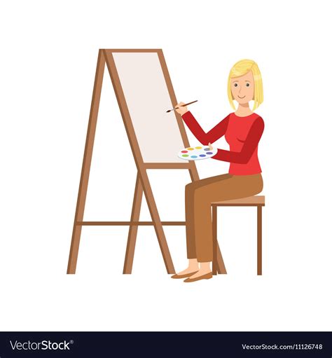 Girl painting on canvas creative person Royalty Free Vector