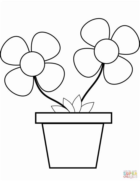 Flower Pot Coloring Page Elegant Flowers In A Pot Coloring Page. Printable Flower Coloring Page ...