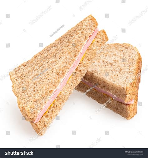 Two Ham Mustard Wholewheat Triangle Sandwiches Stock Photo 2226969367 ...