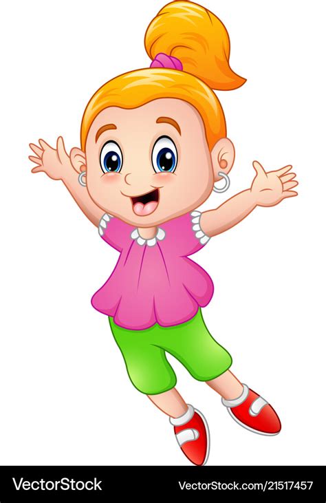 Happy little girl cartoon Royalty Free Vector Image