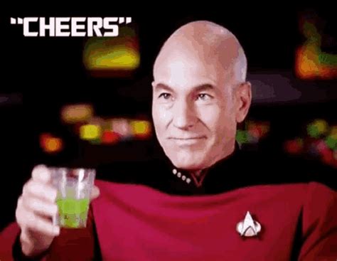 Star Trek Captain Picard GIF - StarTrek CaptainPicard Cheers - Discover & Share GIFs