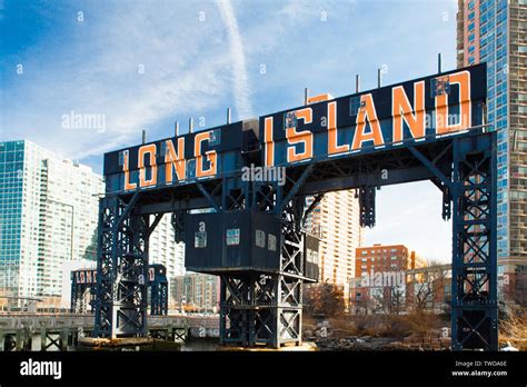 Historic Long Island sign seen from Gantry State Park in Long Island ...