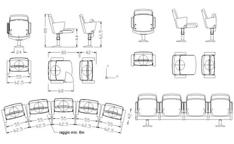 Chair Blocks DWG File with Top, Front, and Side Views