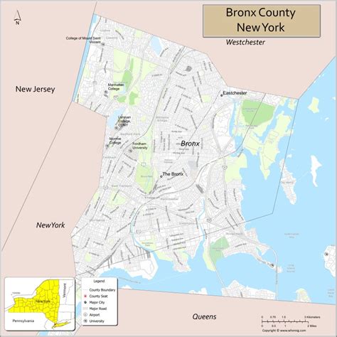 Map of Bronx County, New York - Where is Located, Cities, Population ...