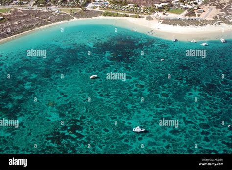 Aerial view of the village of Coral Bay, Ningaloo Reef Marine Park, Western Australia Stock ...