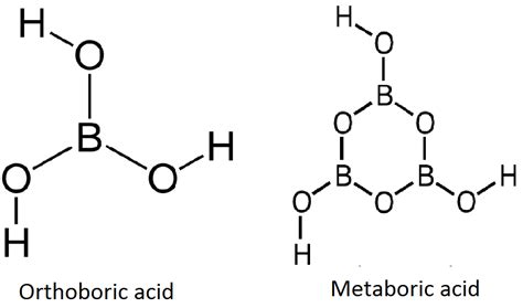 Orthoboric acid (H3BO3) and metaboric acid (HBO2) differ in respect of