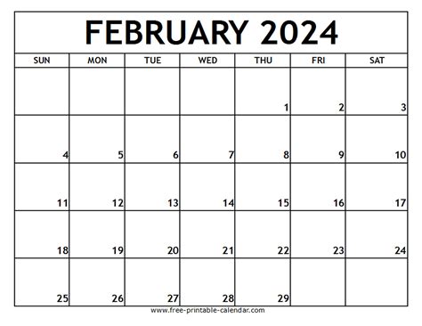 February 2024 Printable Calendar - Free-printable-calendar.com