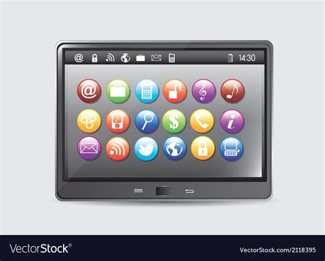 Tablet computer with colorful apps Royalty Free Vector Image