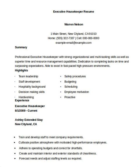 Housekeeping Resume Example - 20+ Free Word, PDF Documents Download ...