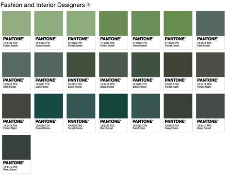 Pantone Color Chart for Fashion and Interior Designers