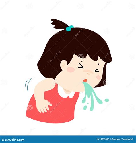 Sick Girl Vomiting Cartoon . Stock Vector - Illustration of disorder ...