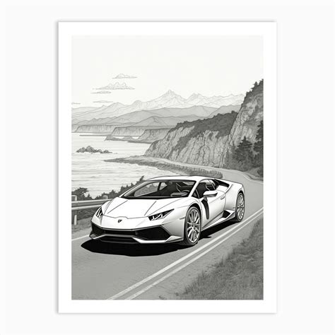 Lamborghini Huracan Coastal Line Drawing 2 Art Print by RetroRides ...