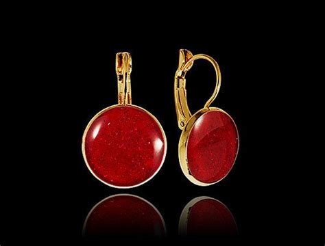 Brilliant red earrings Gold drop earrings Amazing round jewelry Elegant coral jewelry Evening ...