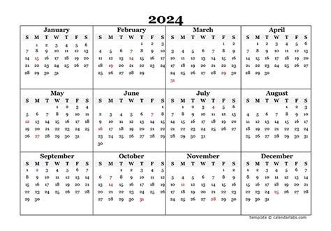 Calendar Template 2024 Printable Free