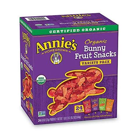 Annie's Organic Bunny Fruit Snacks, Variety Pack, Gluten Free, Vegan, 0.8 Ounce (Pack of 24 ...