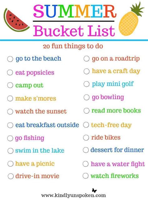 Summer Bucket List- 20 Fun Must-Do Activities - Kindly Unspoken