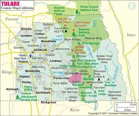 Tulare County Map, Map of Tulare County | Tulare county, County map, Tulare